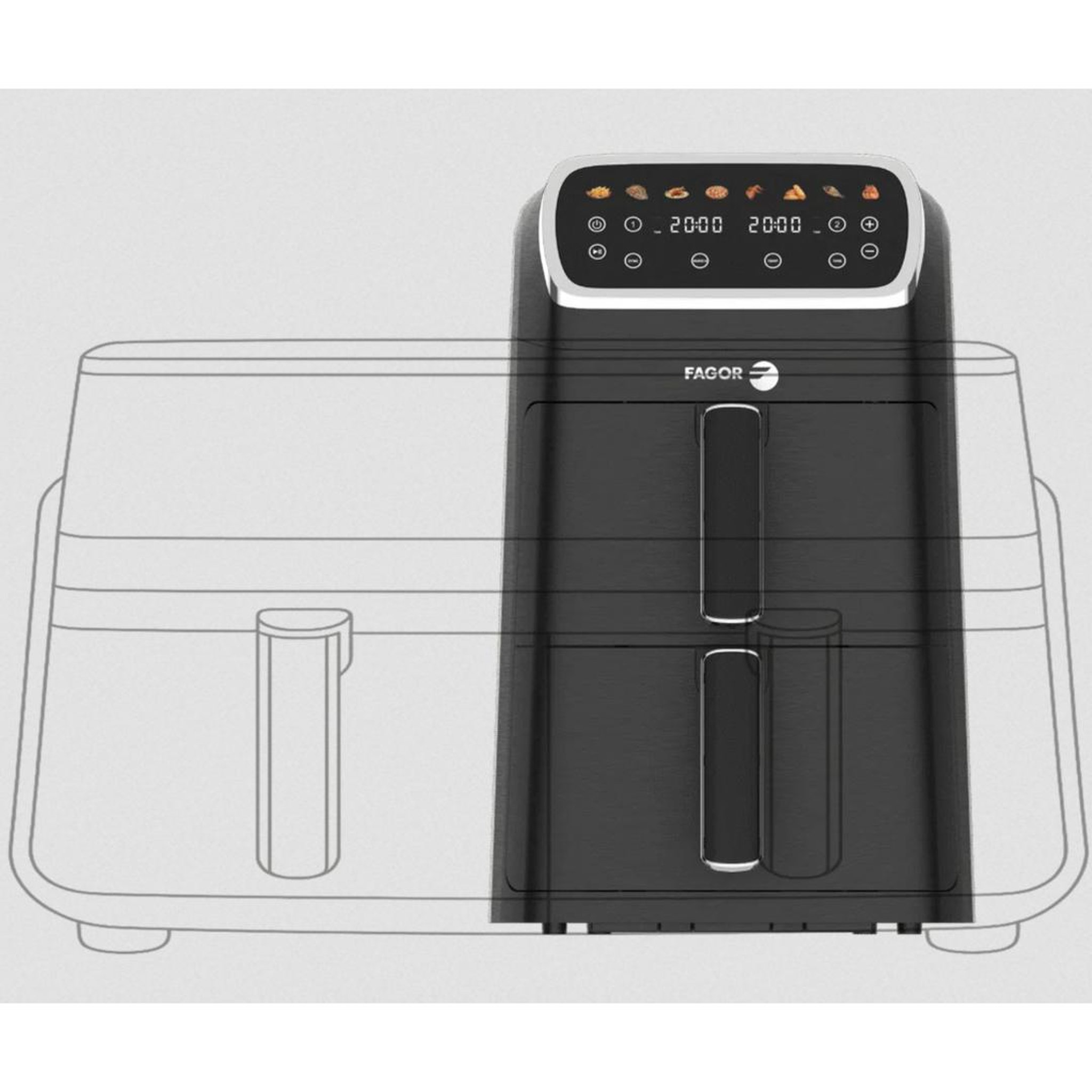 Voir la diapositive 5 : Fagor Friteuse sans huile 2x4l 2600w noir - fg7503