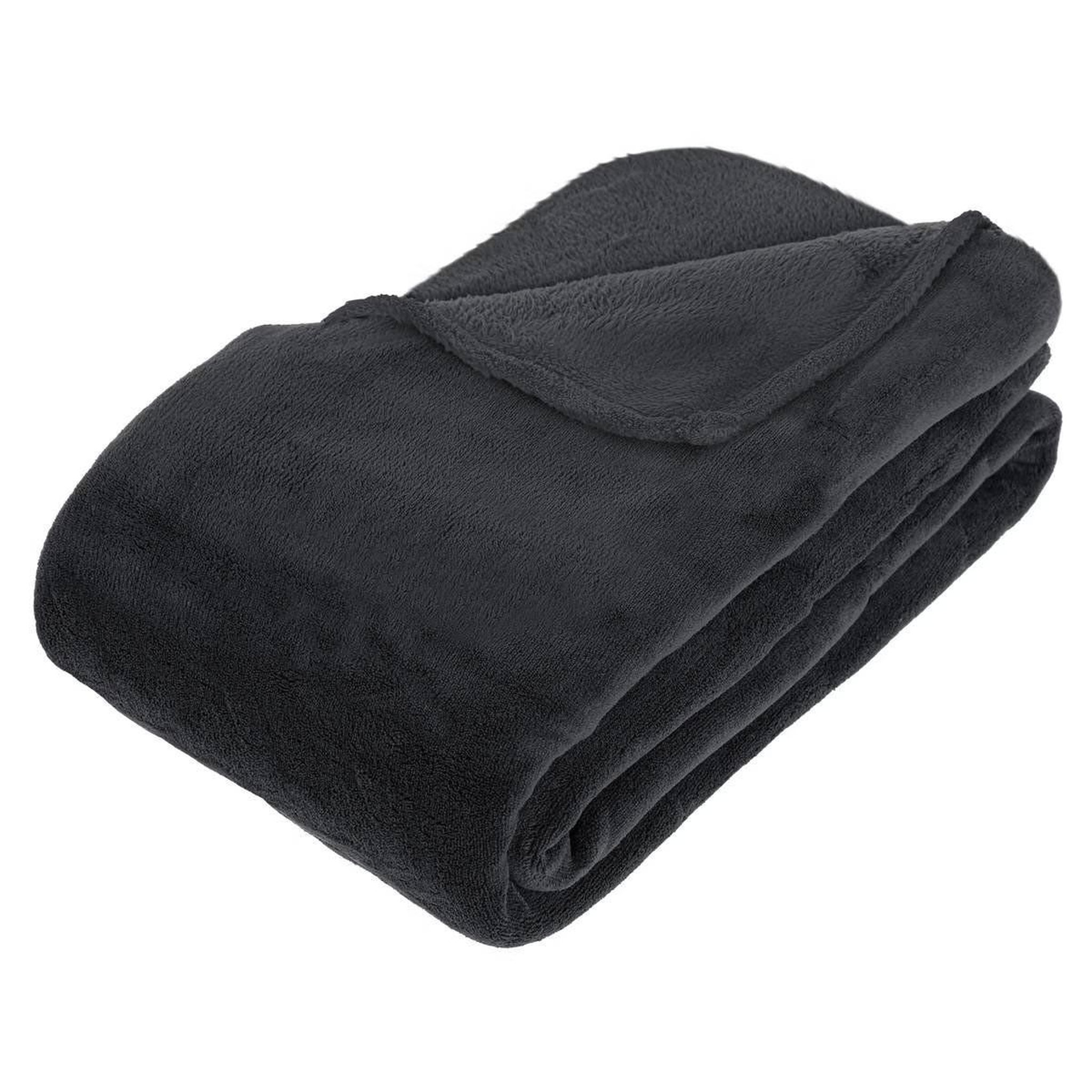 ATMOSPHERA Plaid microfibre  doa  180x230cm gris foncé