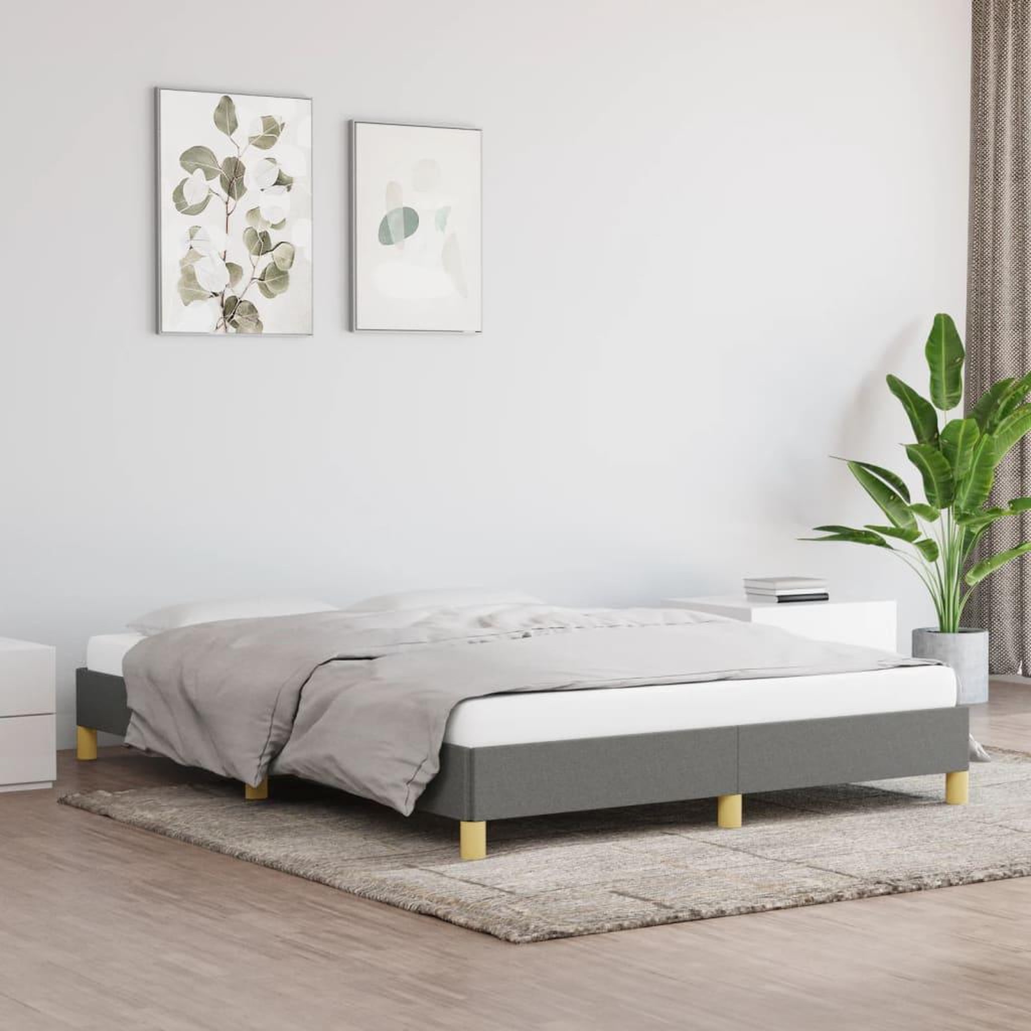 VIDAXL Cadre de lit sans matelas gris fonce 140x200 cm tissu