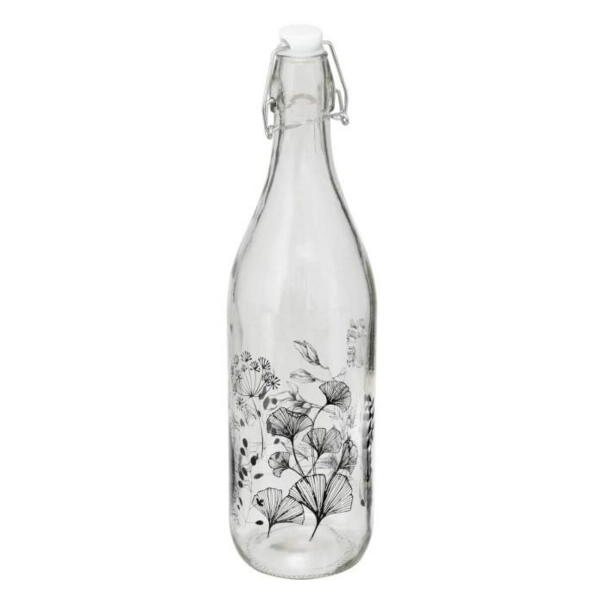 SECRET DE GOURMET Bouteille Limonade en Verre  White Floral  1L Transparent