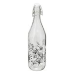 SECRET DE GOURMET Bouteille Limonade en Verre  White Floral  1L Transparent