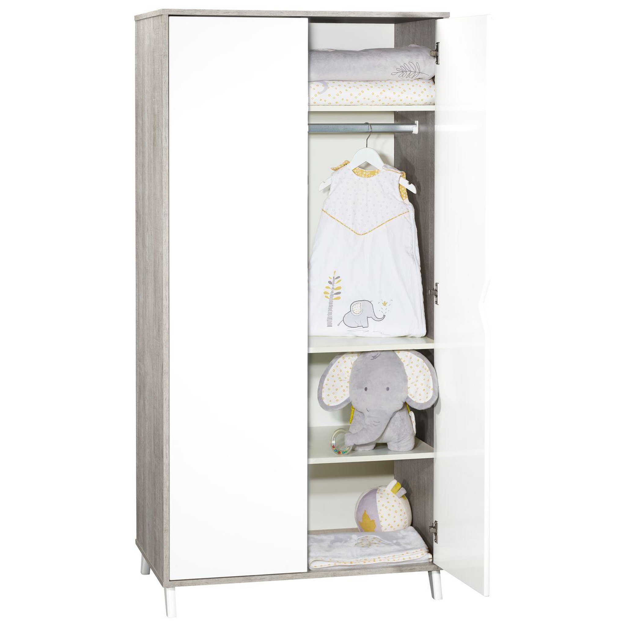 Voir la diapositive 2 : BABY PRICE Armoire bébé 2 portes SCANDI, coloris gris