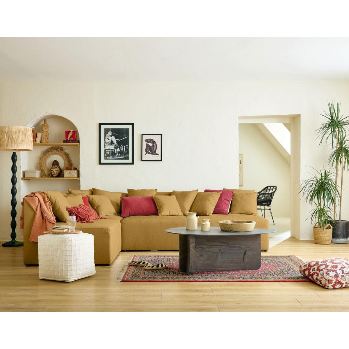 LISA DESIGN Amalfi - canapé modulable d'angle réversible - 4 places - en tissu