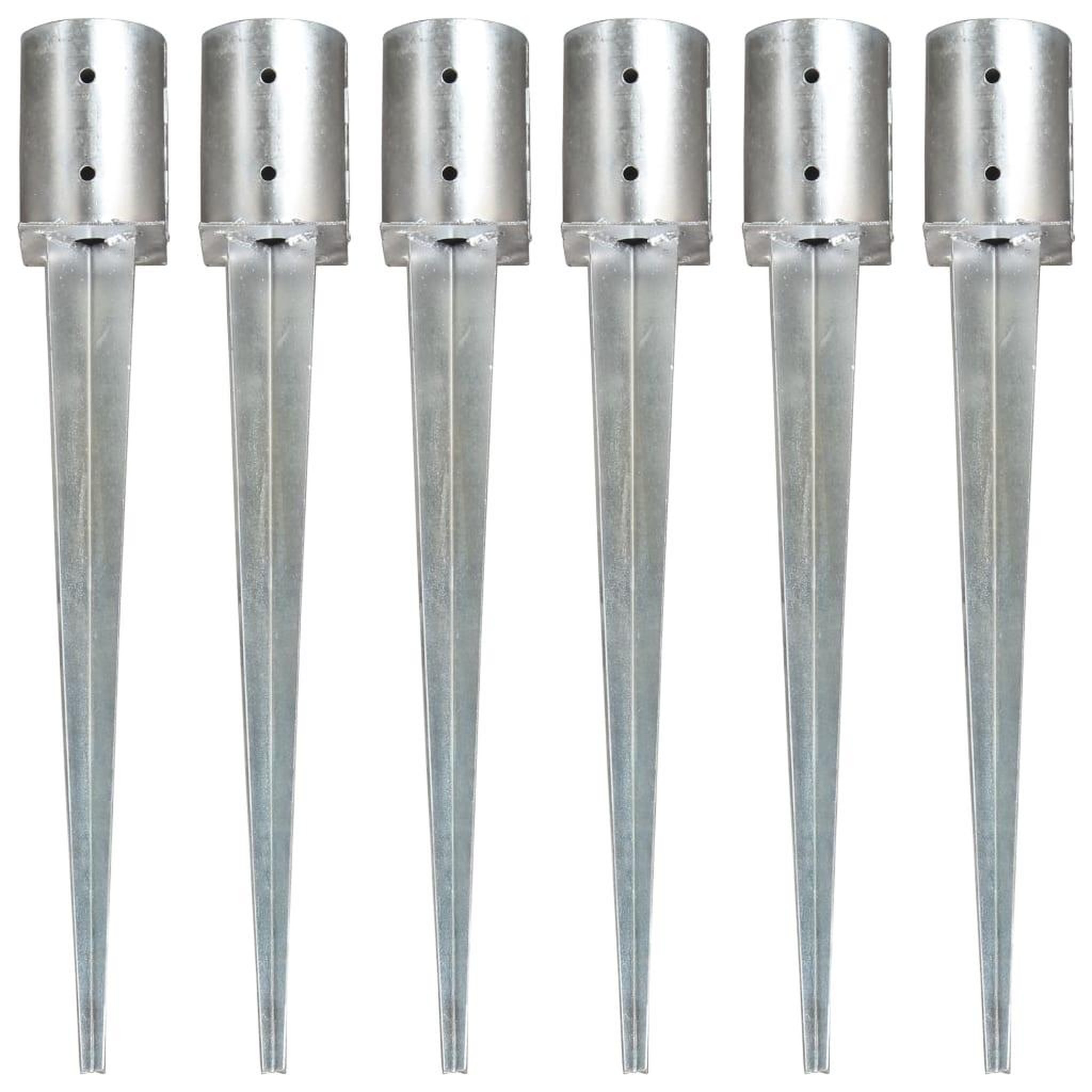 VIDAXL Piquets au sol 6 pcs Argente 10x76 cm Acier galvanise