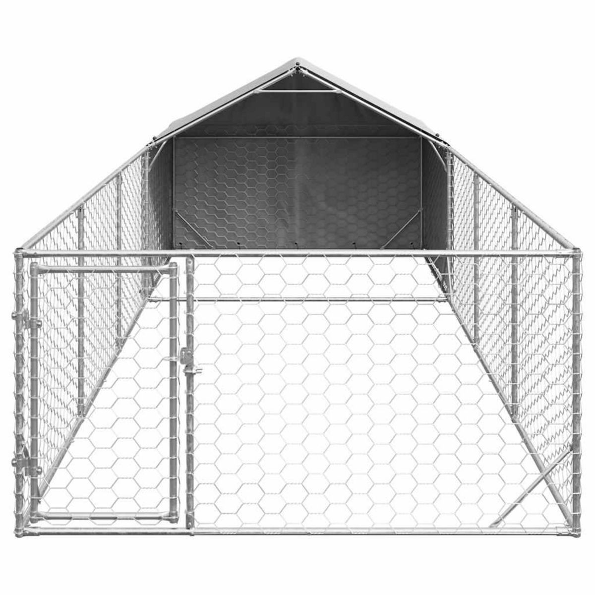 VIDAXL Niche d'exterieur pour chien enclos 7x2x1,5 m acier galvanise