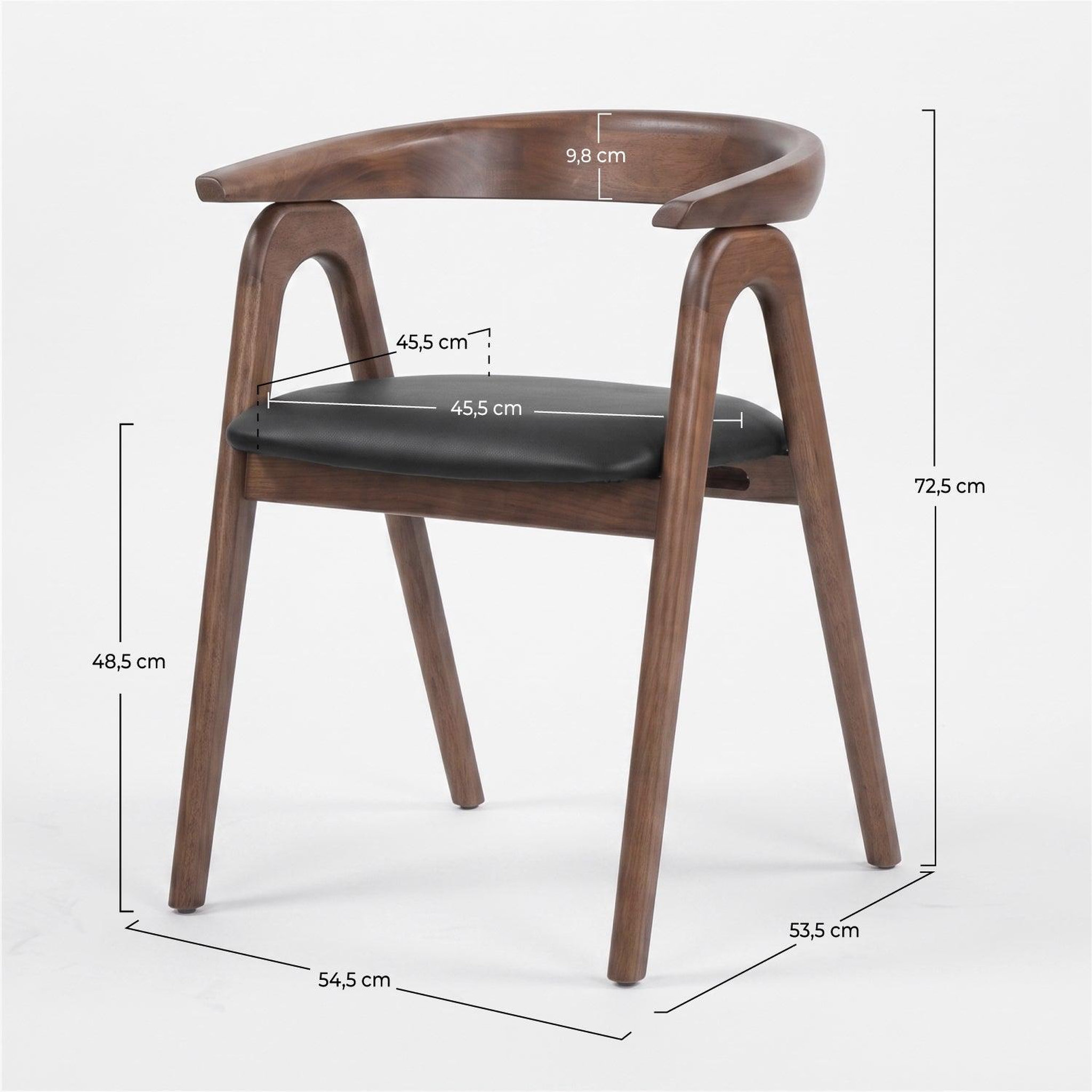 Voir la diapositive 4 : MAISON PAVANE Chaise en bois d'hévéa marron et cuir synthétique noir-hawa