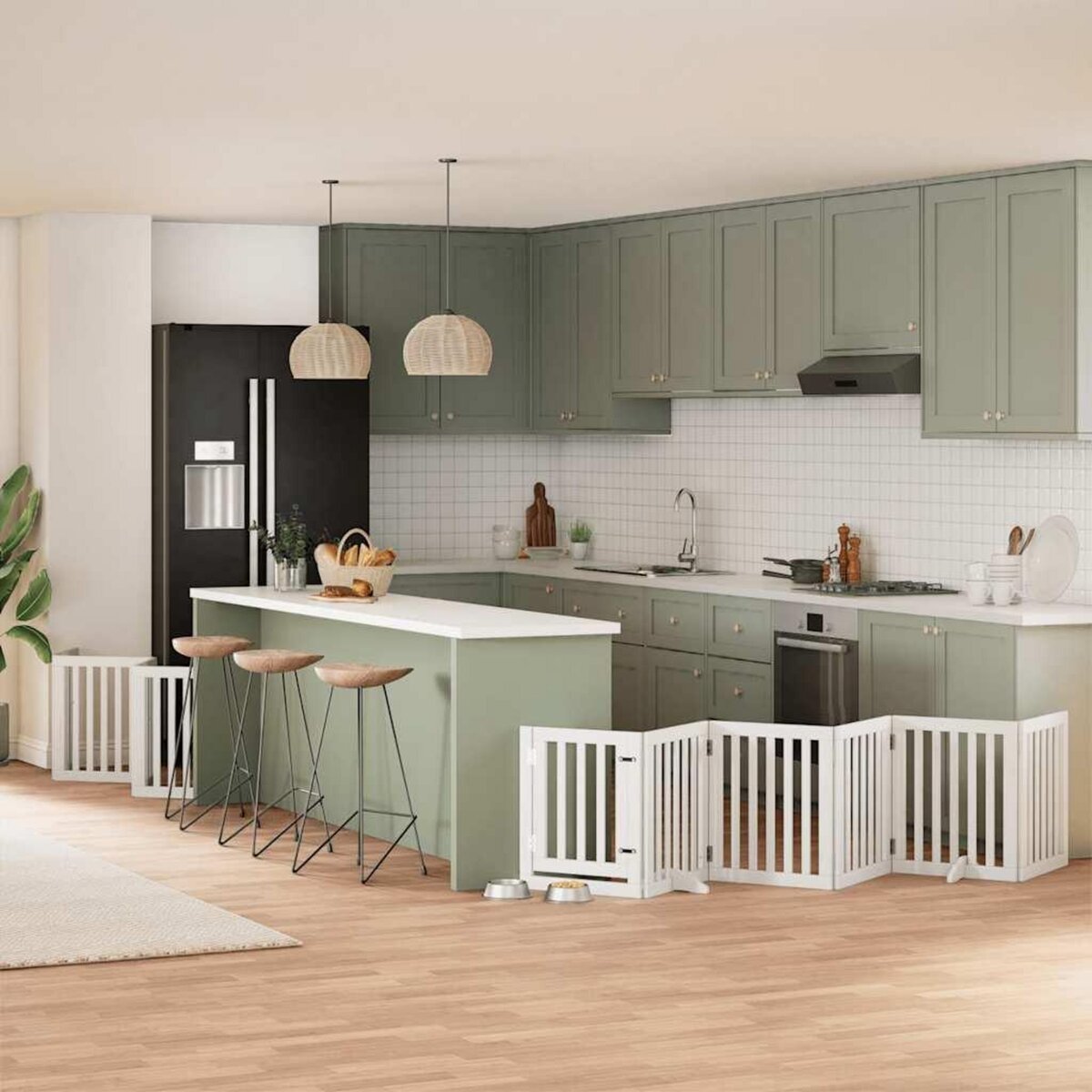 VIDAXL Barriere pour chien porte pliable 15 panneaux bois de peuplier