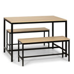 VS VENTA-STOCK Ensemble Table et 2 bancs Lisboa pour Salle à Manger et Cuisine, Structure métallique