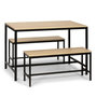 Voir la diapositive 1 : VS VENTA-STOCK Ensemble Table et 2 bancs Lisboa pour Salle à Manger et Cuisine, Structure métallique