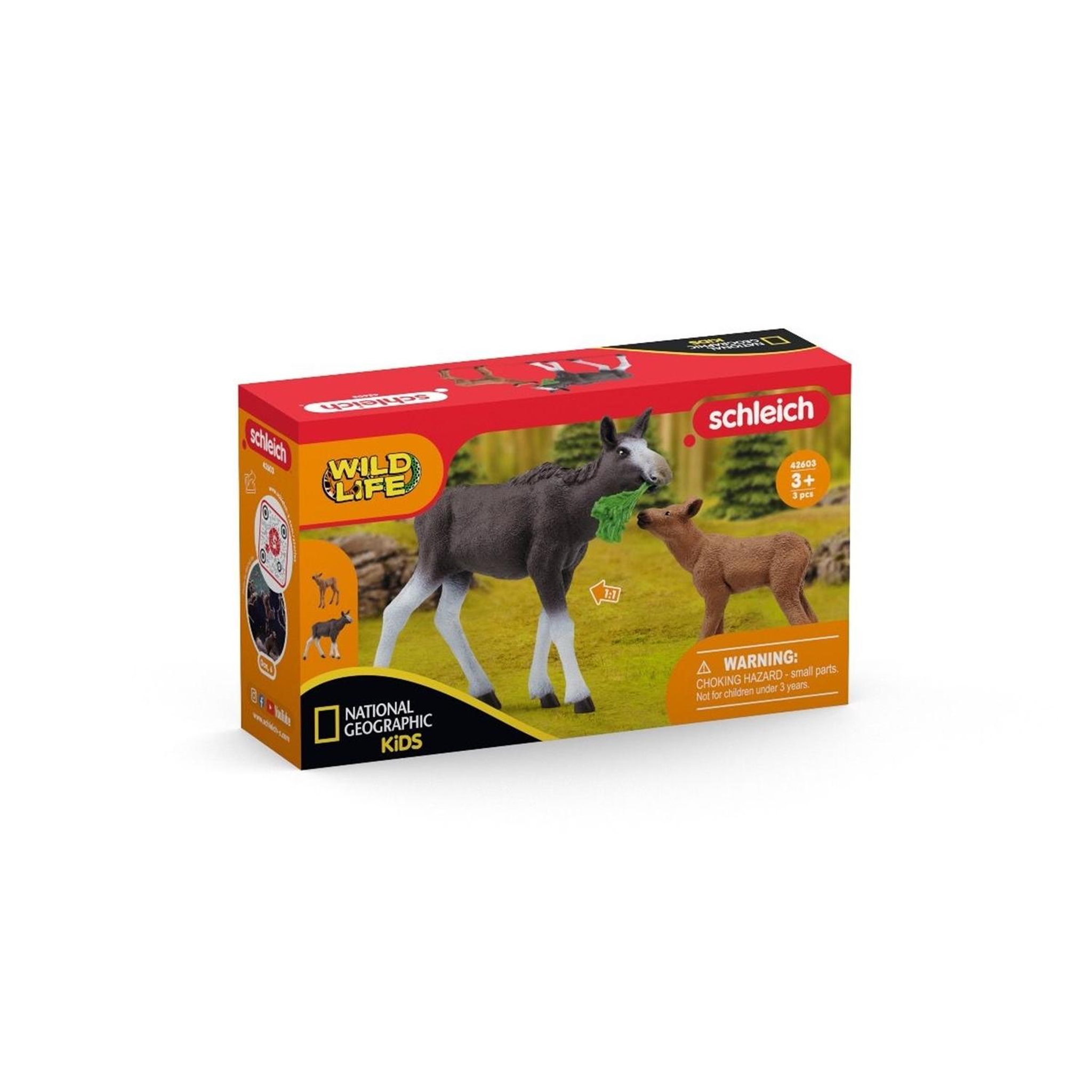 Schleich Wild Life Élan Femelle avec Veau