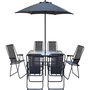 Voir la diapositive 1 : Habitat et Jardin Table et chaises de jardin avec parasol en métal  Convivia  - 6 places - Gris anthracite