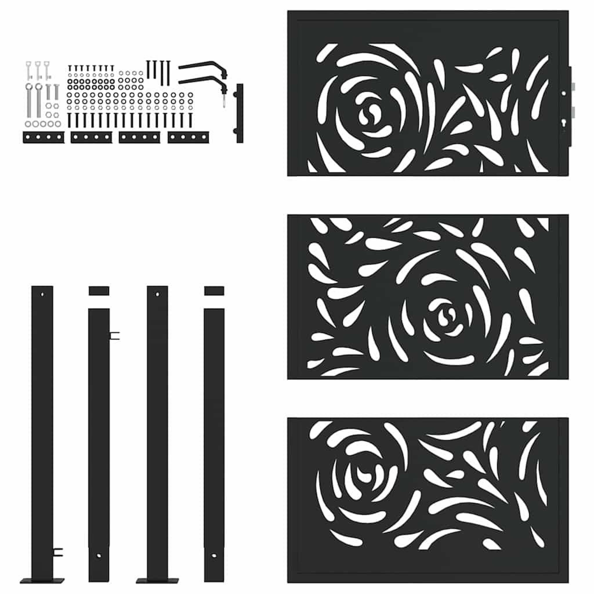 Voir la diapositive 4 : VIDAXL Portail de jardin noir 105x155 cm acier conception de flamme