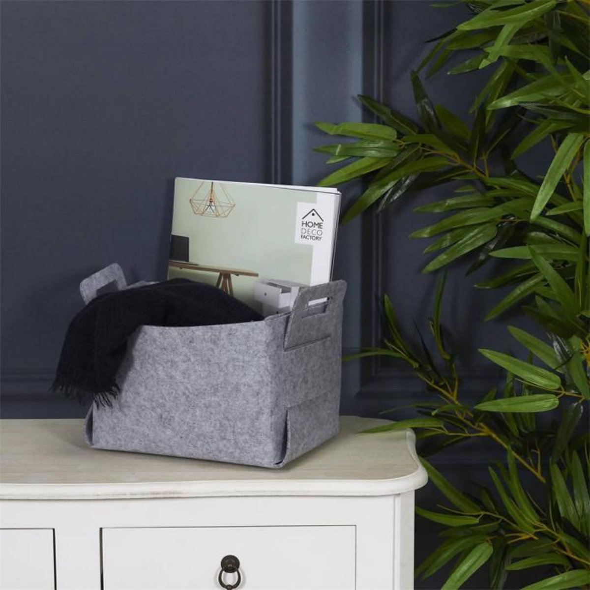 Paris Prix Panier de Rangement  Feutre Pliable  25cm Gris