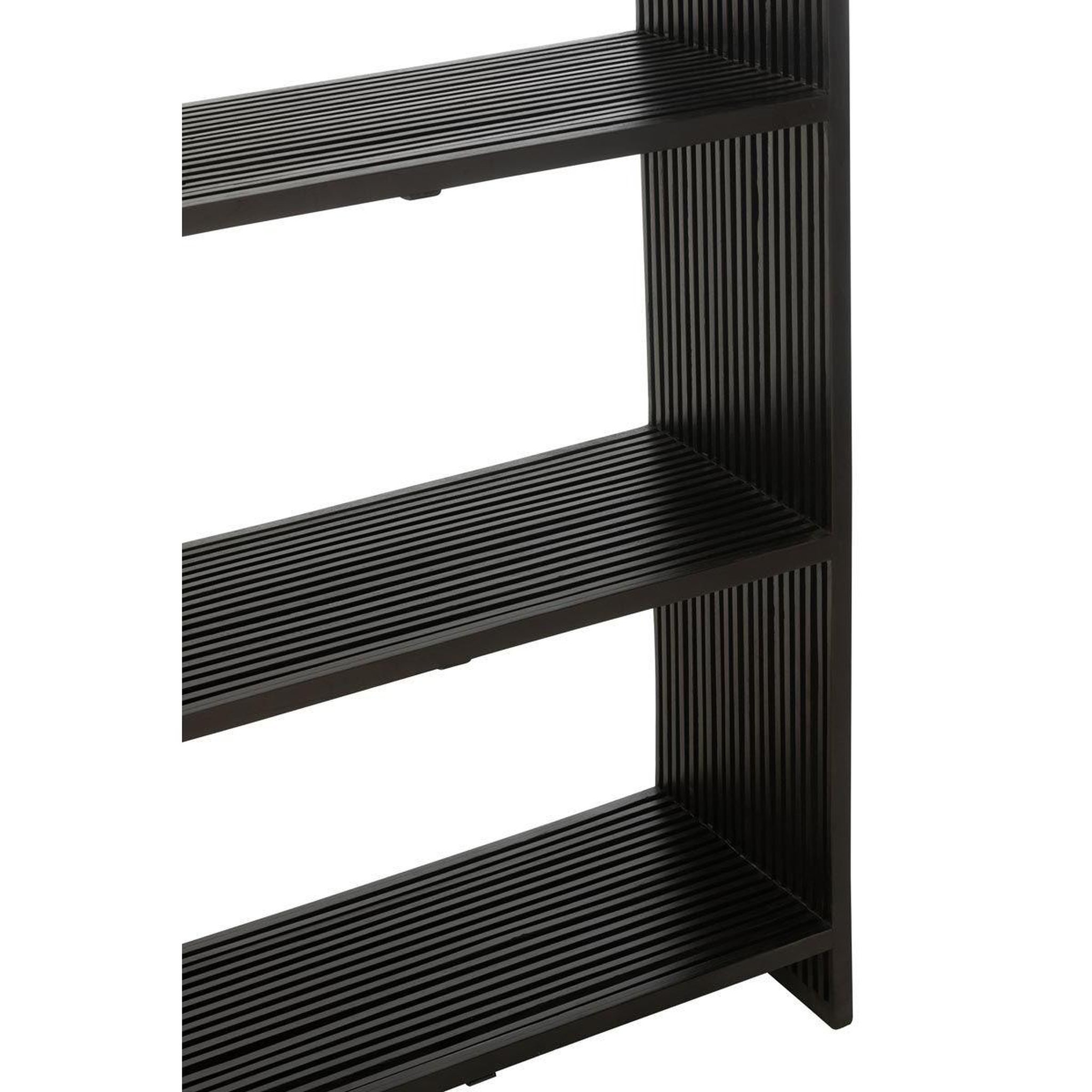 Voir la diapositive 5 : J-LINE Bibliothèque 4 Niveaux en Bois  Teck  190cm Noir