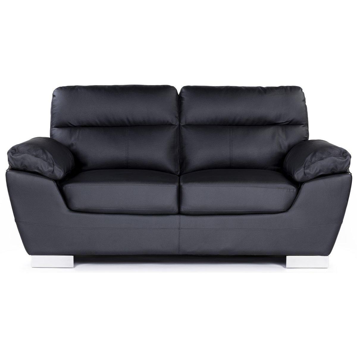 Habitat et Jardin Canapé fixe en cuir reconstitué et PVC  Dallas  - 169 x 88 x 90 cm - 2 places - Noir