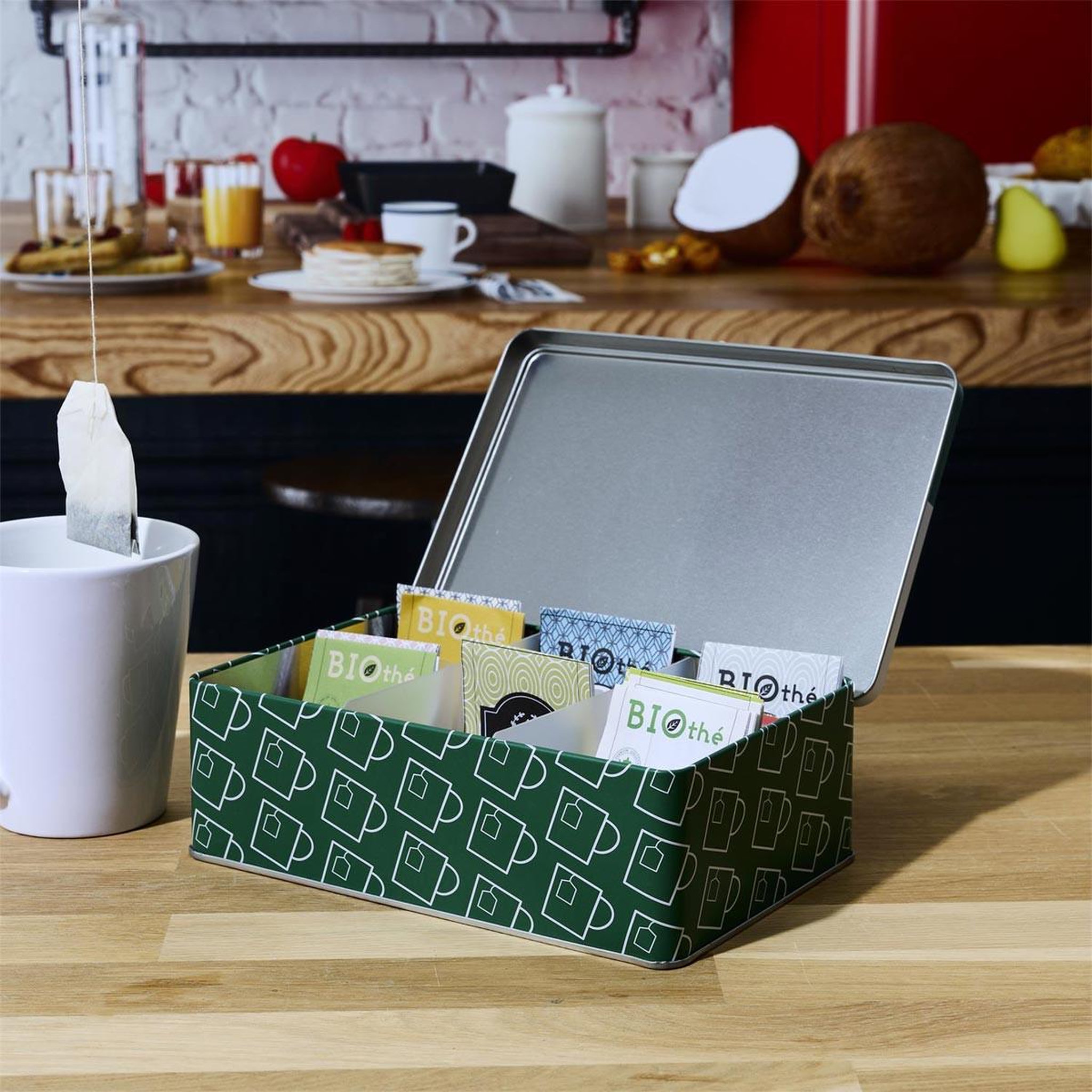 Voir la diapositive 4 : COOK CONCEPT Boîte à thé en métal  ludique  20cm vert