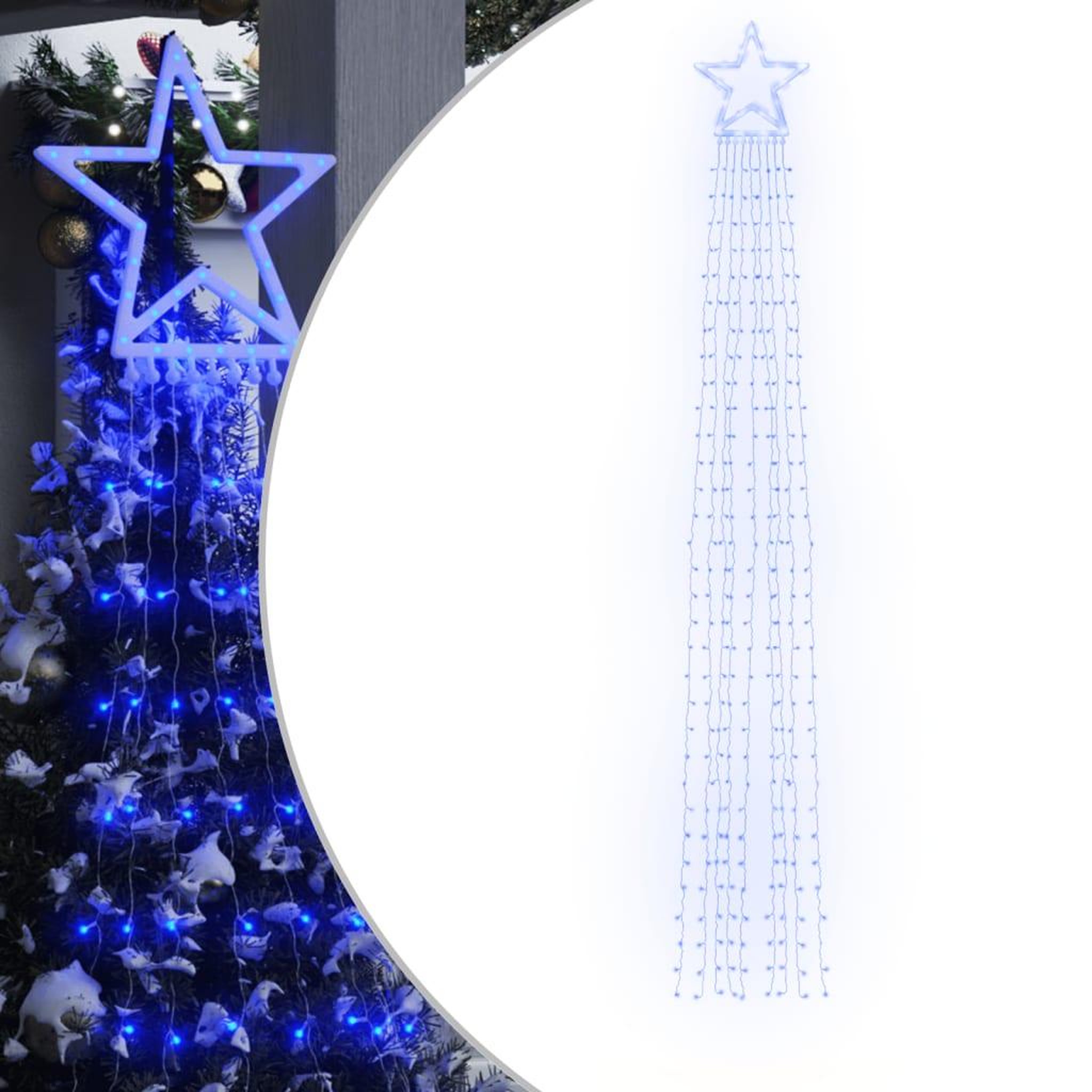 Voir la diapositive 2 : VIDAXL Guirlande de sapin de Noël 320 LED bleu 375 cm