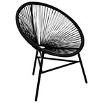 VIDAXL Chaise de jardin forme de lune resine tressee noir