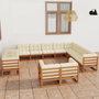 Voir la diapositive 1 : VIDAXL Salon de jardin 12 pcs avec coussins marron miel bois de pin