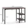 VS VENTA-STOCK Bureau Colón Noir,Table pour PC, 2 Rayons, Style Industriel, 110 cm Longueur