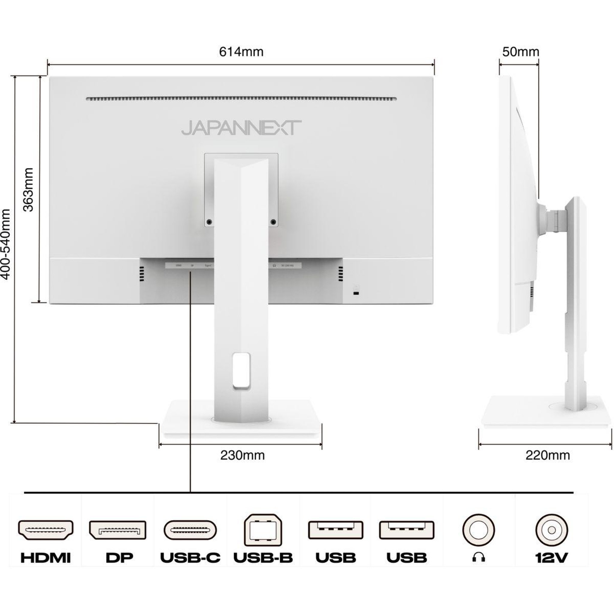 Voir la diapositive 5 : JAPANNEXT Ecran PC 4K JN-IPS270UHD60F-C65W-HSP-W Plat 27