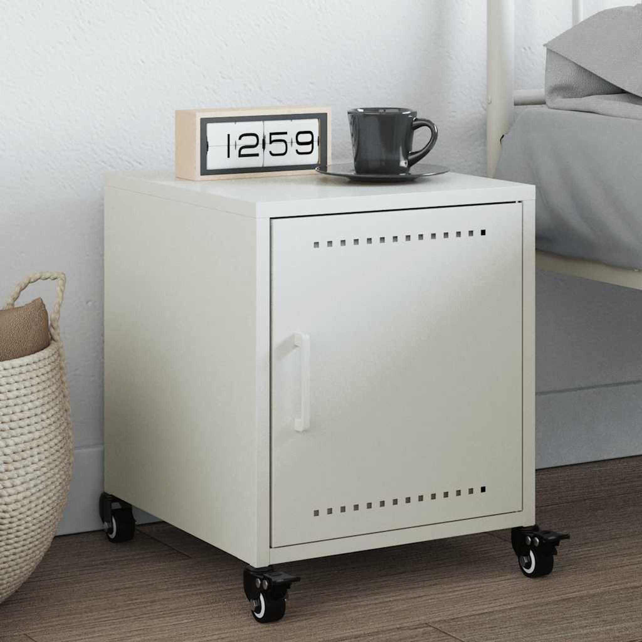 VIDAXL Table de chevet blanc 36x39x43,5 cm acier