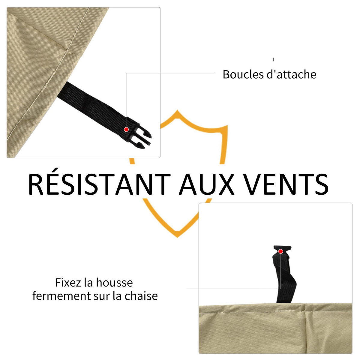 OUTSUNNY Housse de protection chaises de jardin empilables bâche étanche 70L x 90l x 115H cm oxford haute densité 600D beige café