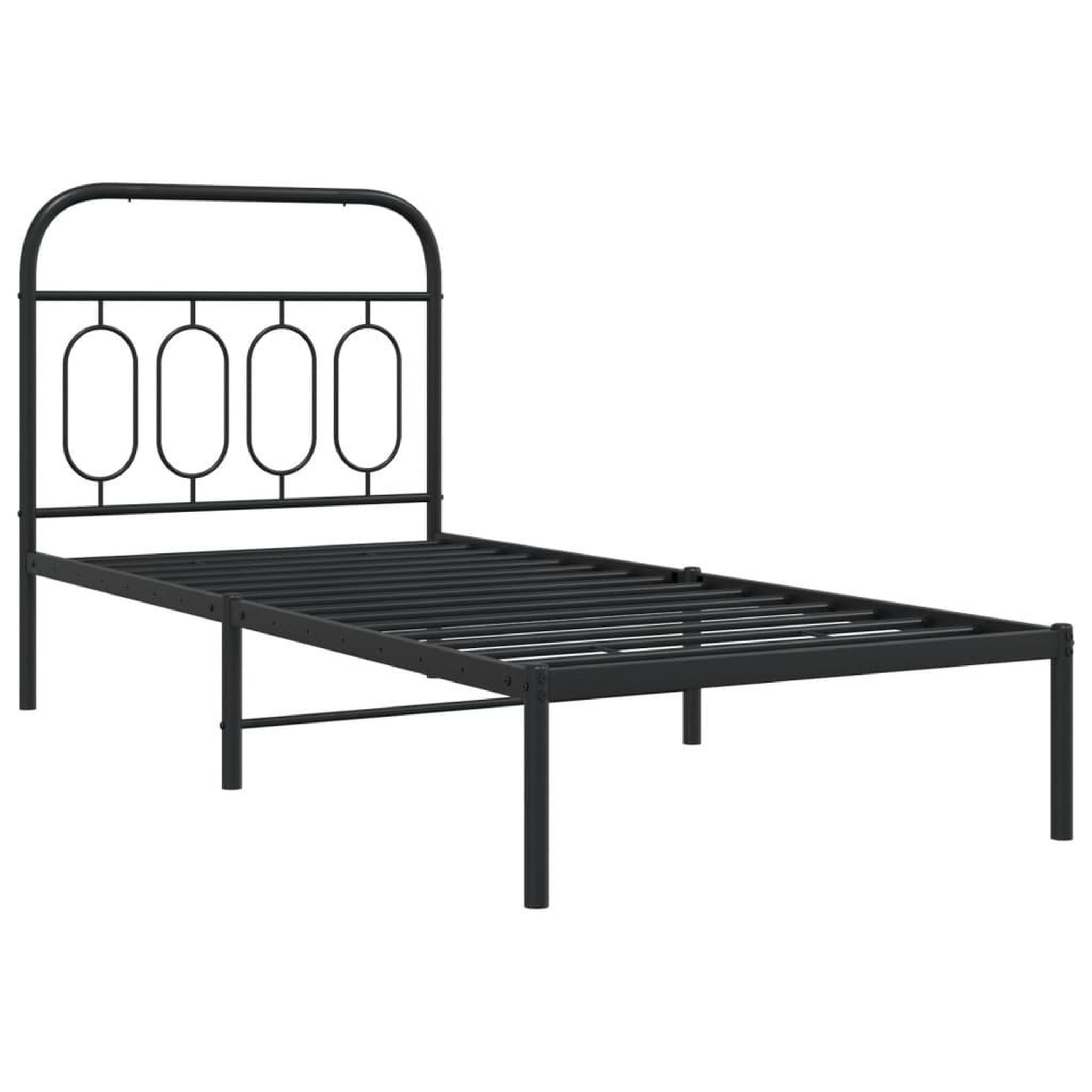 Voir la diapositive 3 : VIDAXL Cadre de lit metal sans matelas avec tete de lit noir 90x190 cm