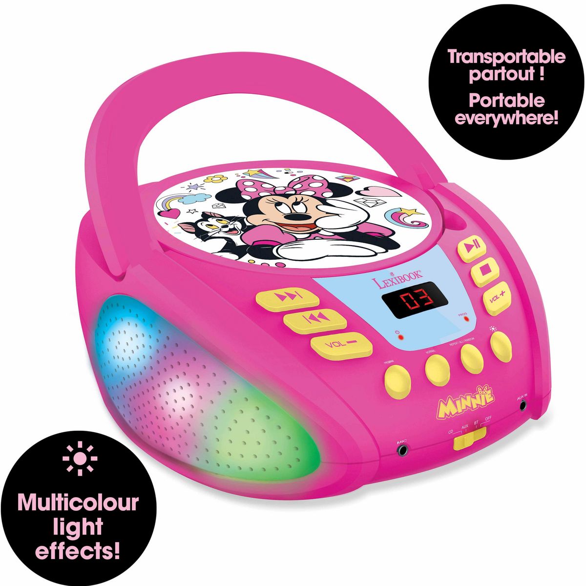 Lexibook Lecteur CD Bluetooth Minnie avec effets lumineux