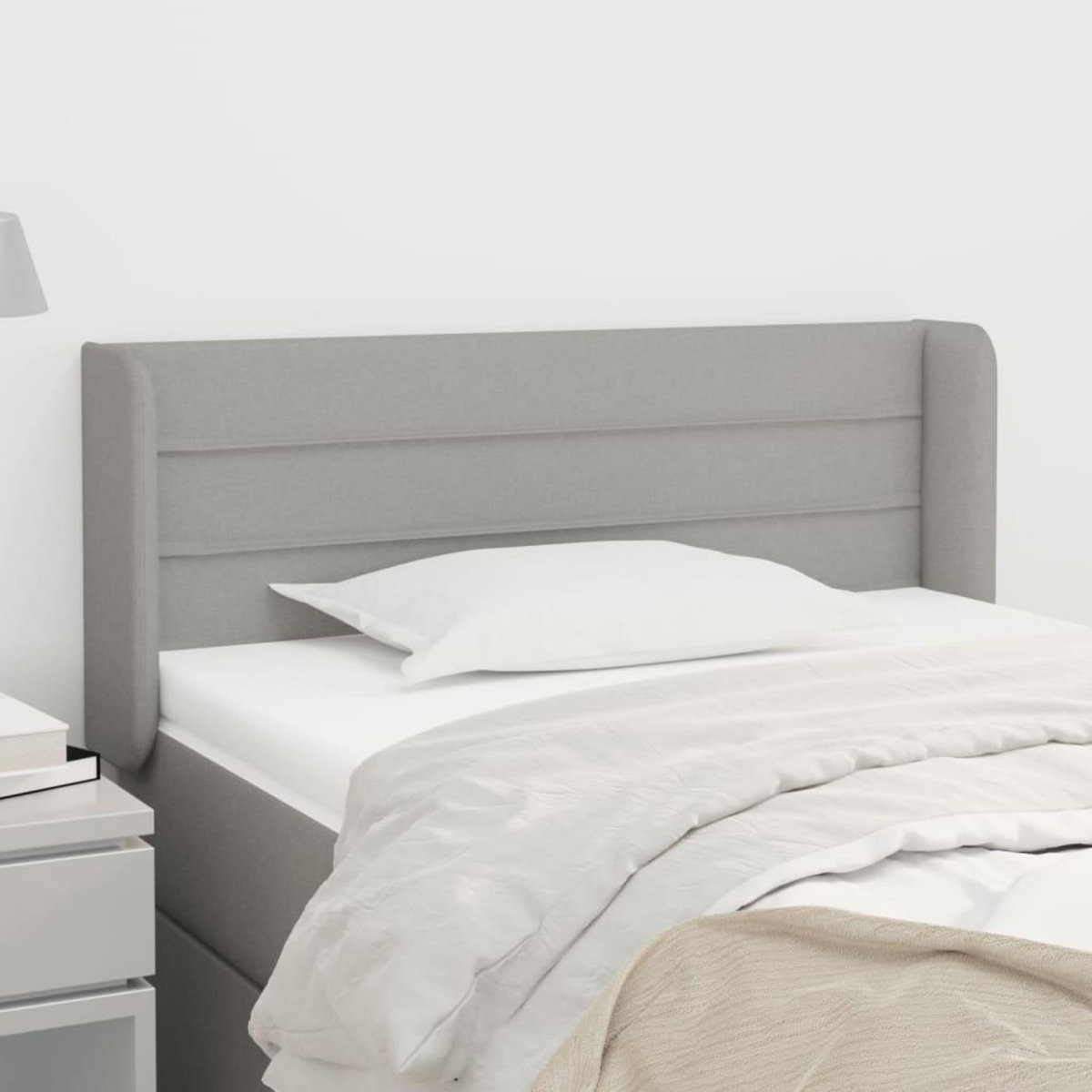 VIDAXL Tete de lit avec oreilles Gris clair 103x16x78/88 cm Tissu