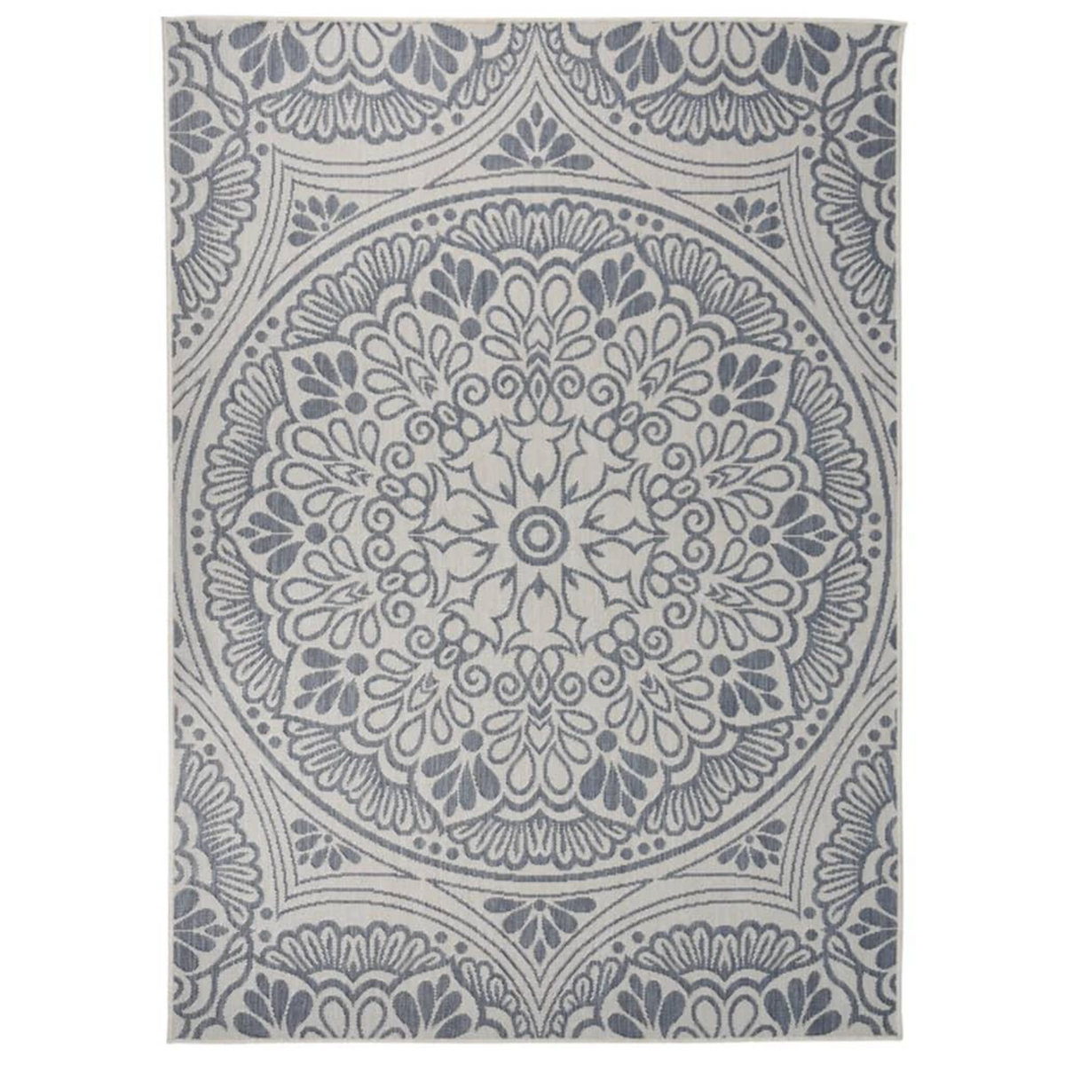 VIDAXL Tapis a tissage plat d'exterieur 200x280 cm Motif bleu
