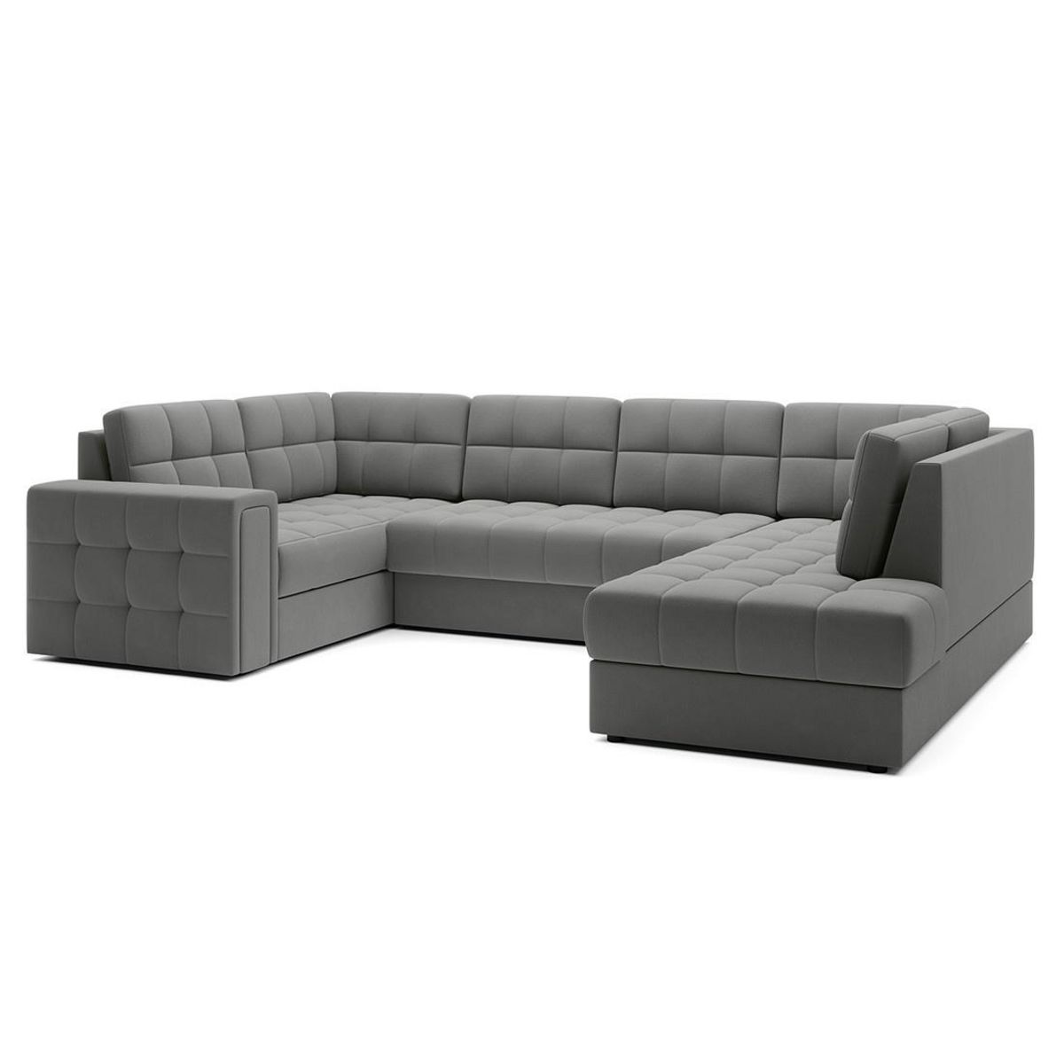 BEST MOBILIER Nappa - canapé panoramique d'angle gauche 7 places convertible avec coffre en velours