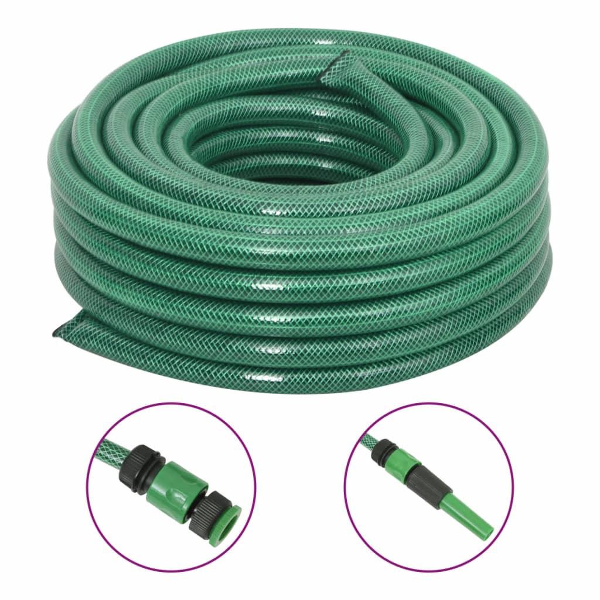 VIDAXL Tuyau d'arrosage avec jeu de raccords vert 0,75  30 m PVC