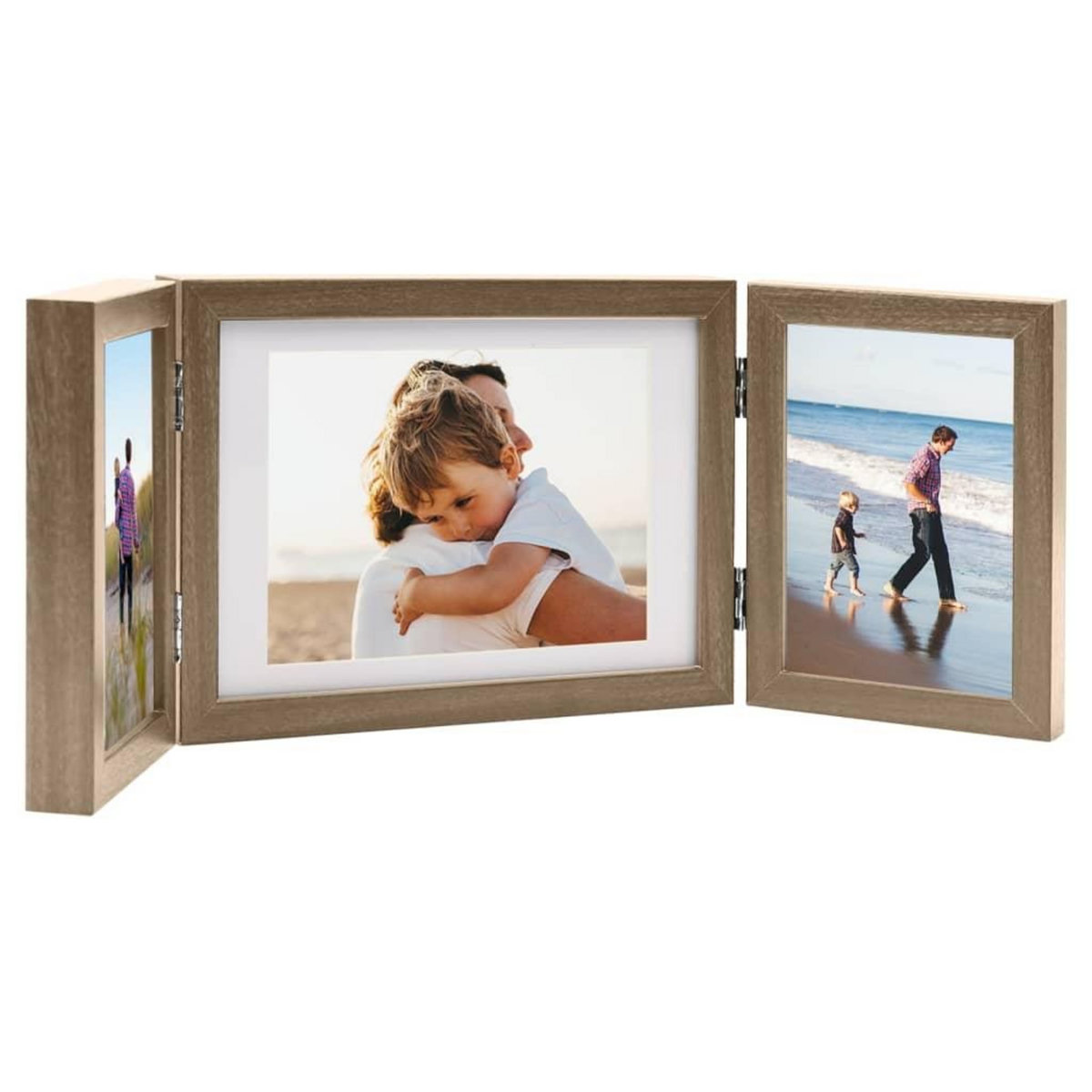 VIDAXL Cadre photo depliable Marron clair 22x15 cm+2x(10x15 cm)