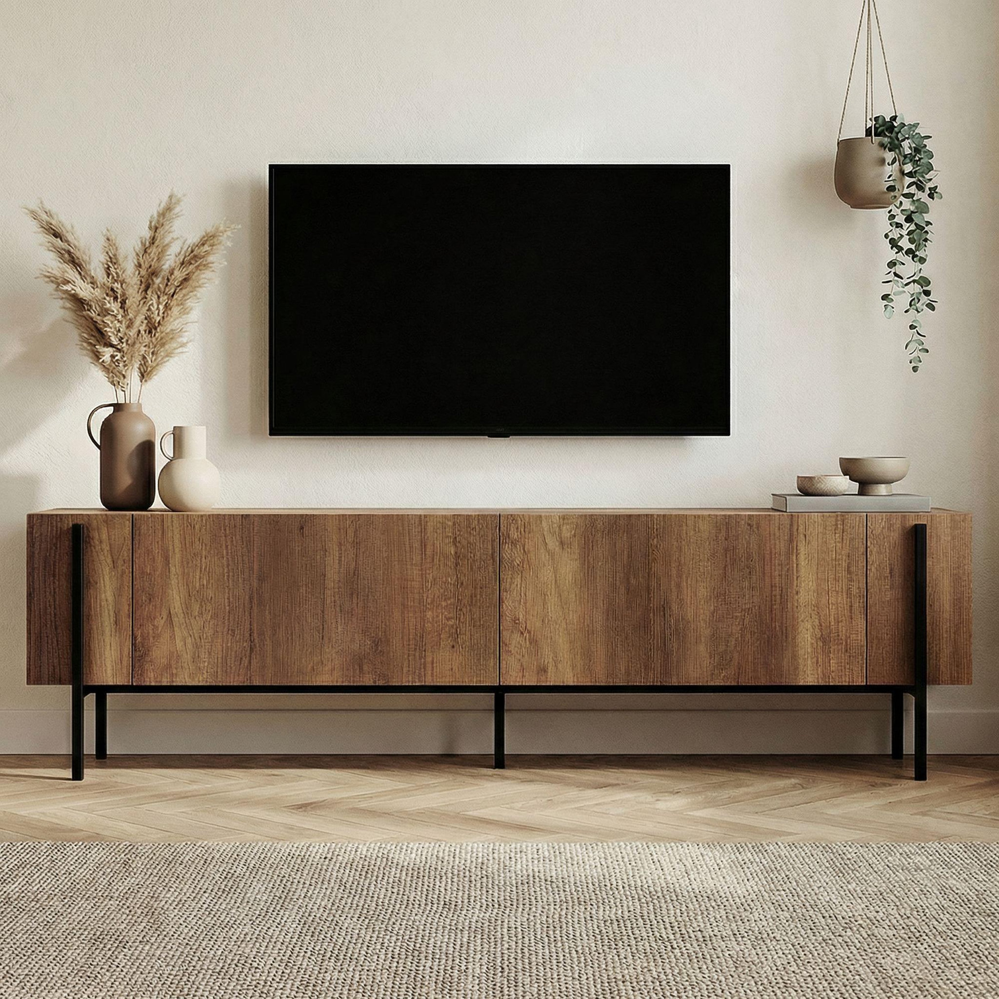 Voir la diapositive 3 : Habitat et Jardin Meuble tv en bois  nexus  - 180 x 30 x 45 cm - noyer baroque / noir