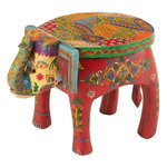 Paris Prix Tabouret Éléphant en Bois  Delhi  35cm Multicolore