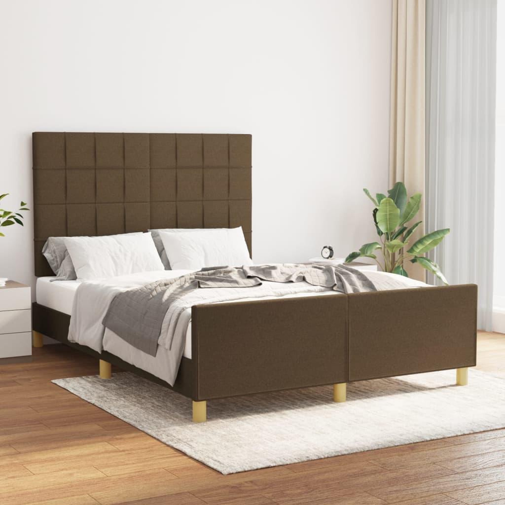 Voir la diapositive 2 : VIDAXL Cadre de lit sans matelas marron fonce 140x200 cm tissu
