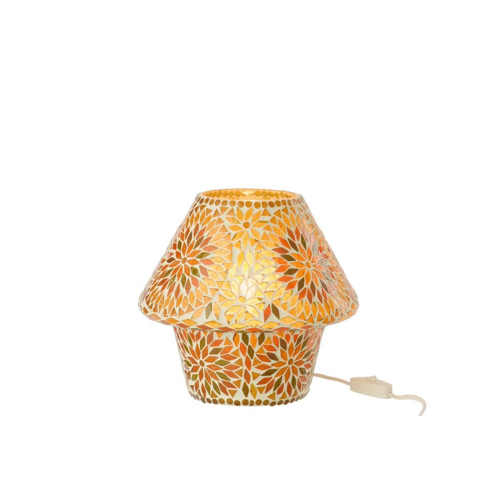Voir la diapositive 2 : J-LINE Lampe à poser mosaïque  mari  24cm marron & orange