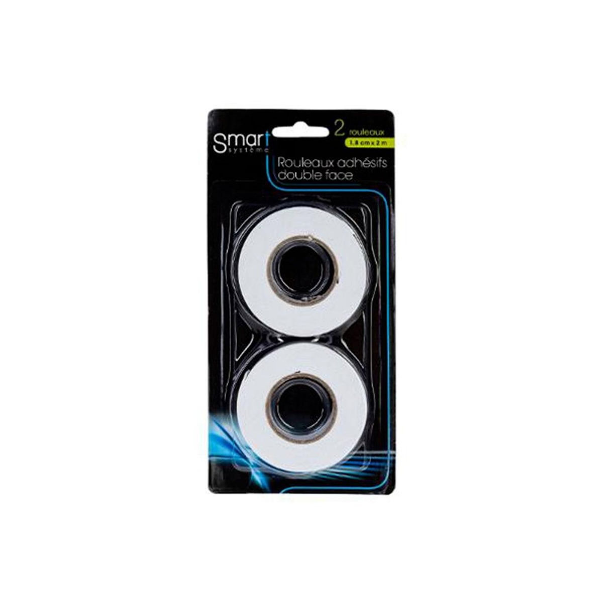 SMART SYSTEM Lot de 2 Rubans Adhésif  Double Face  7cm Blanc