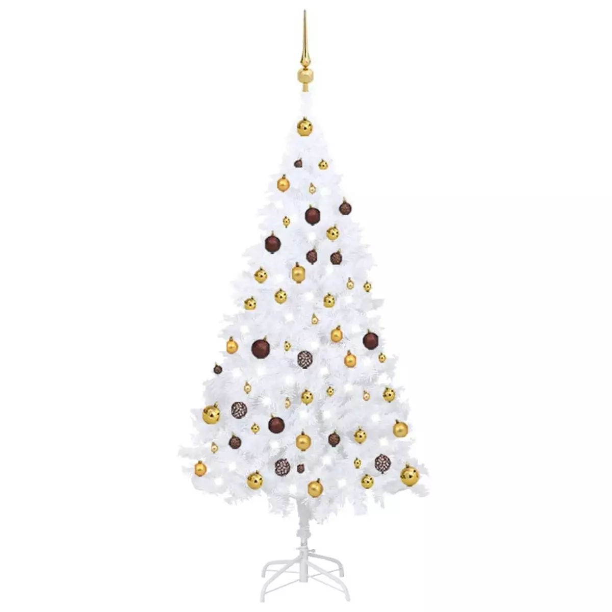 VIDAXL Arbre de Noël artificiel pre-eclaire et boules blanc 150 cm PVC