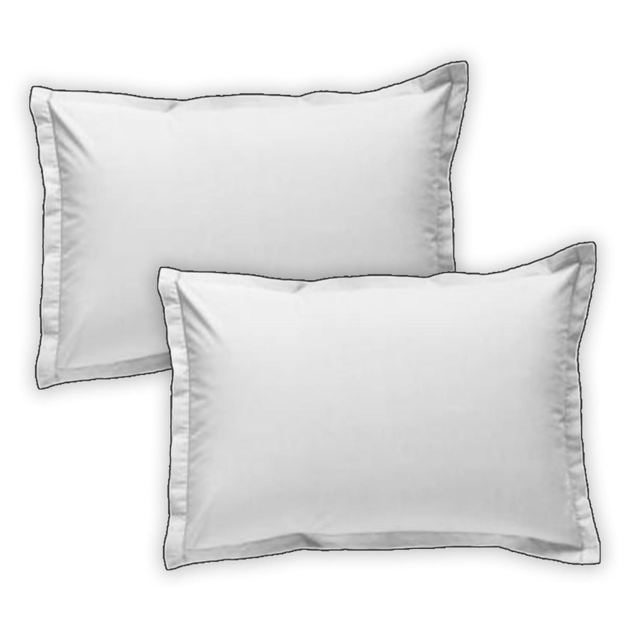 Voir la diapositive 1 : FUTURE HOME Lot de 2 taies d'oreiller unies en coton finition bourdon
