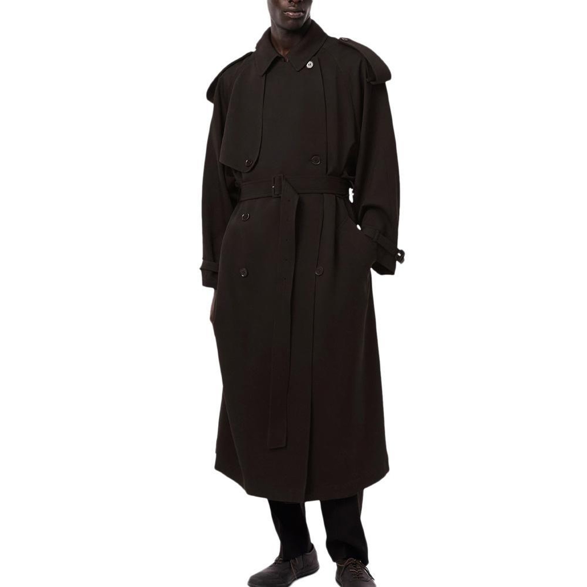 Lacoste Trench-coat long marron unisexe lacoste runway wooll. Coloris disponibles : Marron
