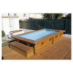 UBBINK Piscine hors sol bois rectangulaire - 200x350x71cm -Liner Bleu - SUNWATER