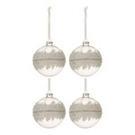 Paris Prix Lot de 4 Boules de Noël  Glace  10cm Blanc & Argent