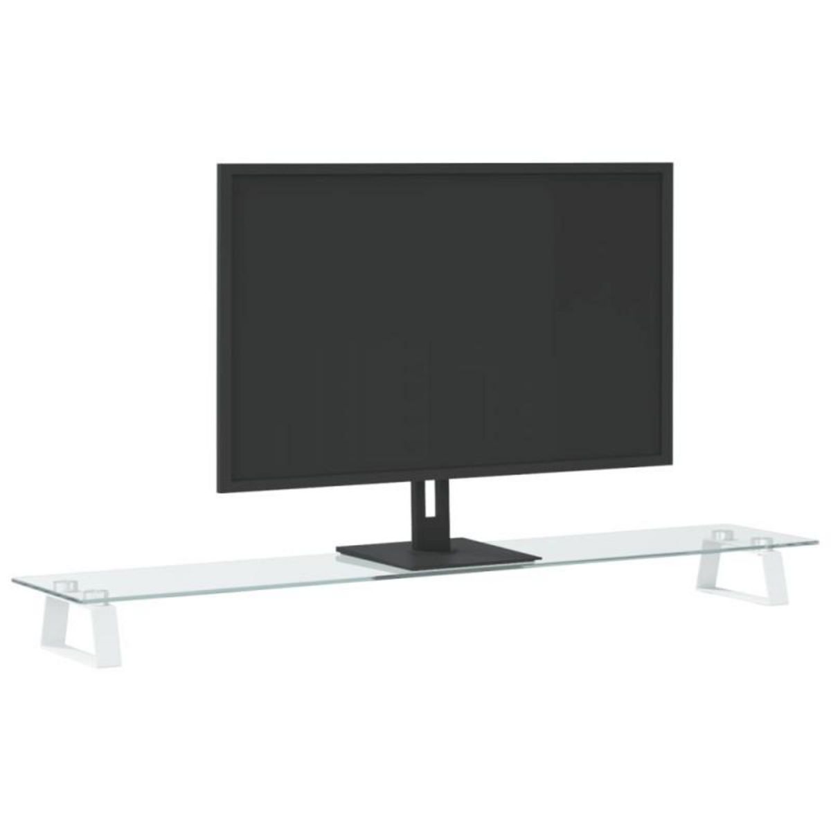 VIDAXL Support de moniteur blanc 100x20x8 cm verre trempé et métal