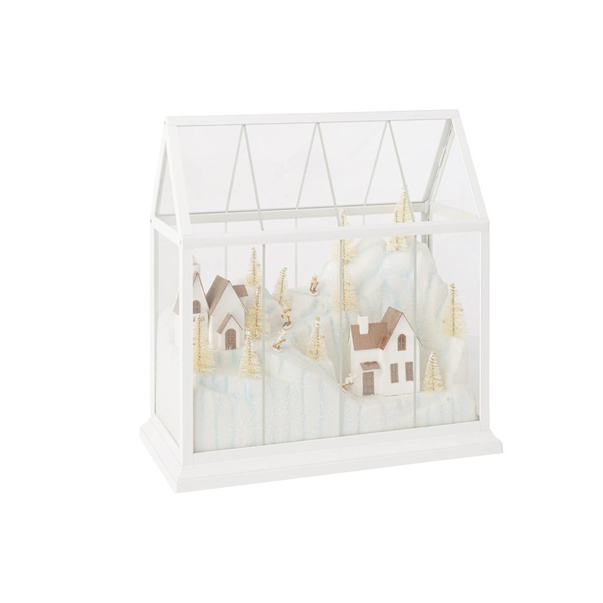 Voir la diapositive 2 : J-LINE Village de Noël Vitré à LED  Sébastienne  33cm Blanc