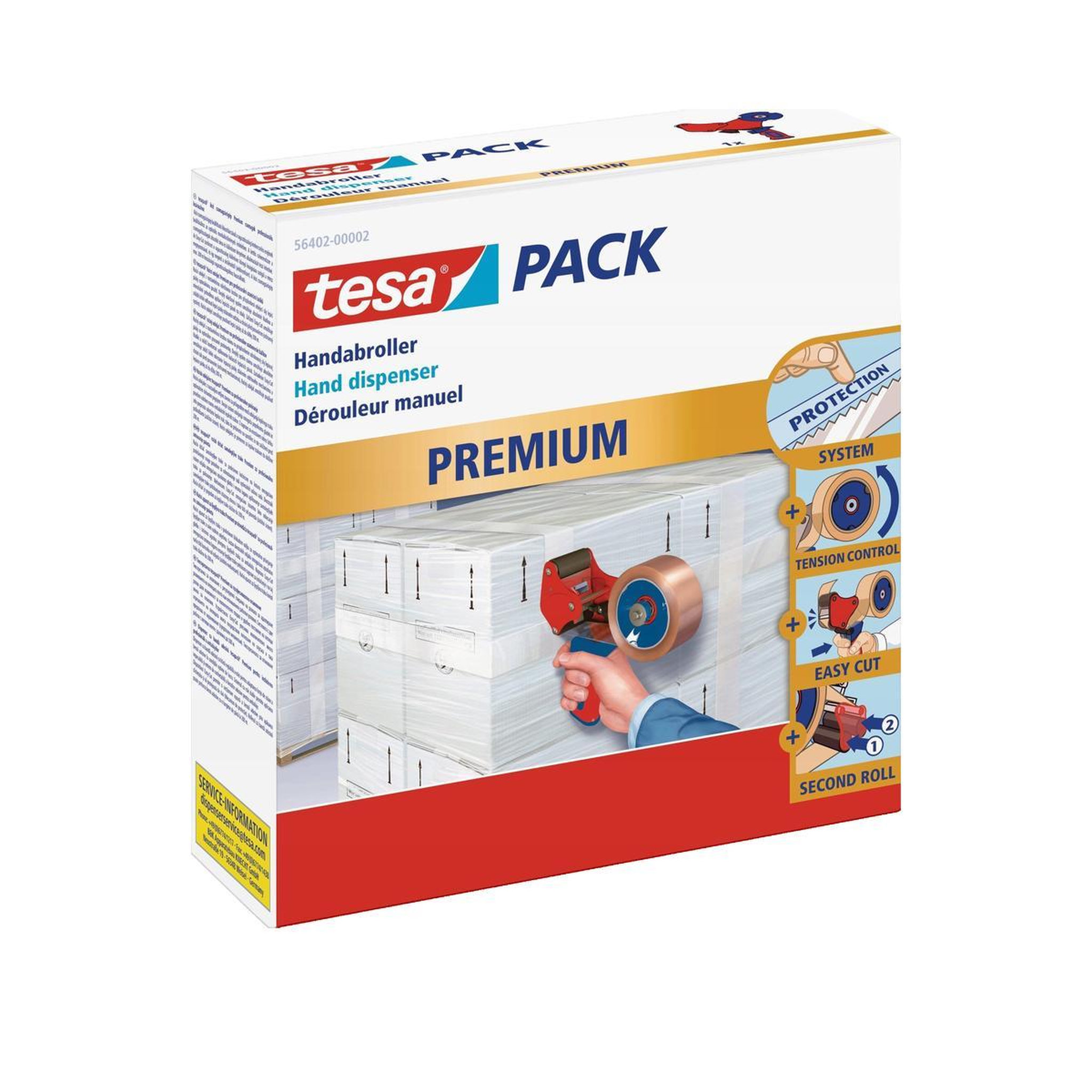 Voir la diapositive 3 : Tesa Distributeur de tape Tesa tesapack handabroller couleur Blue/Red