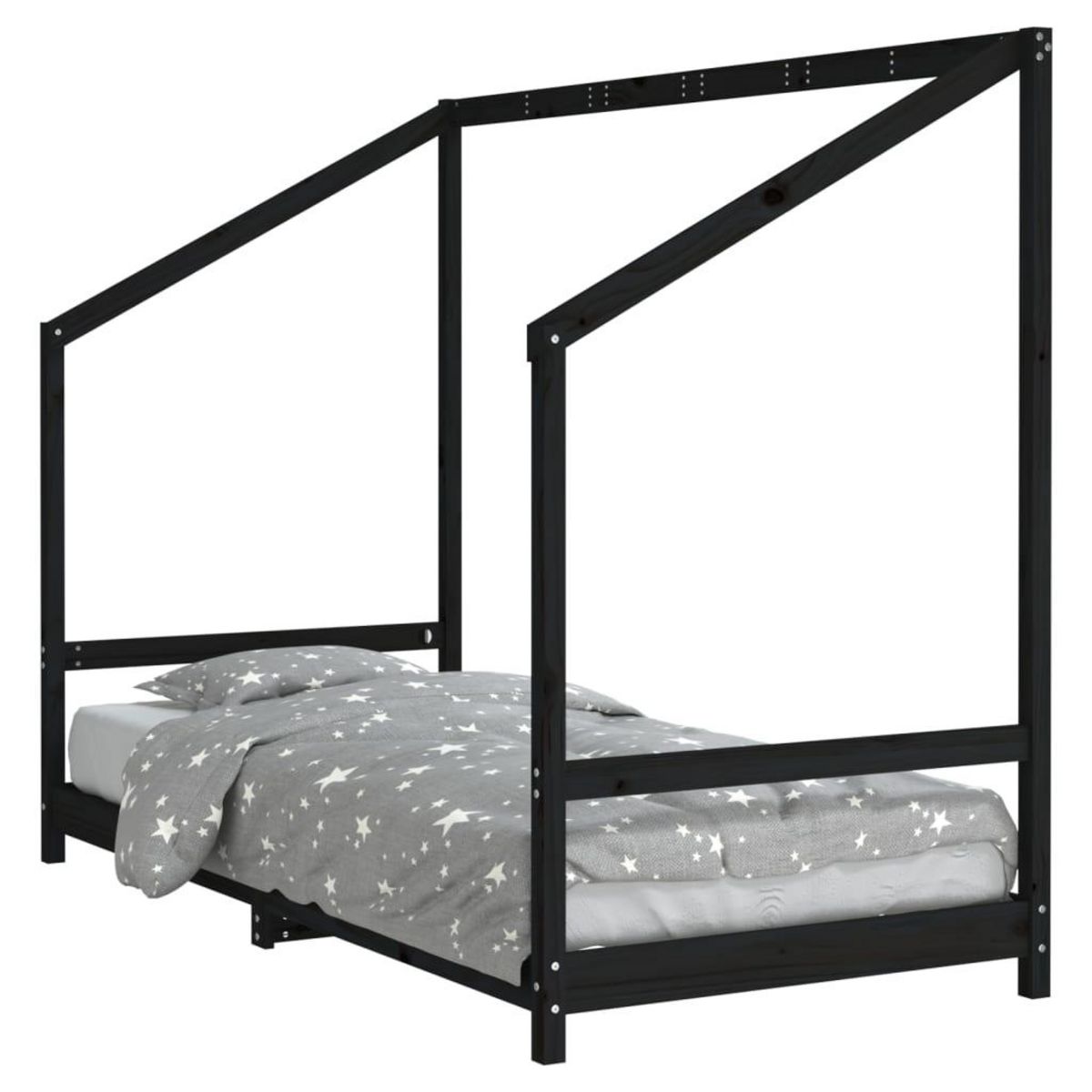 VIDAXL Cadre de lit pour enfants noir 90x190 cm bois de pin massif