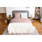 Home collection Parure housse de couette 100% microfibre lavee, sherpa - rose. Coloris disponibles : Rose