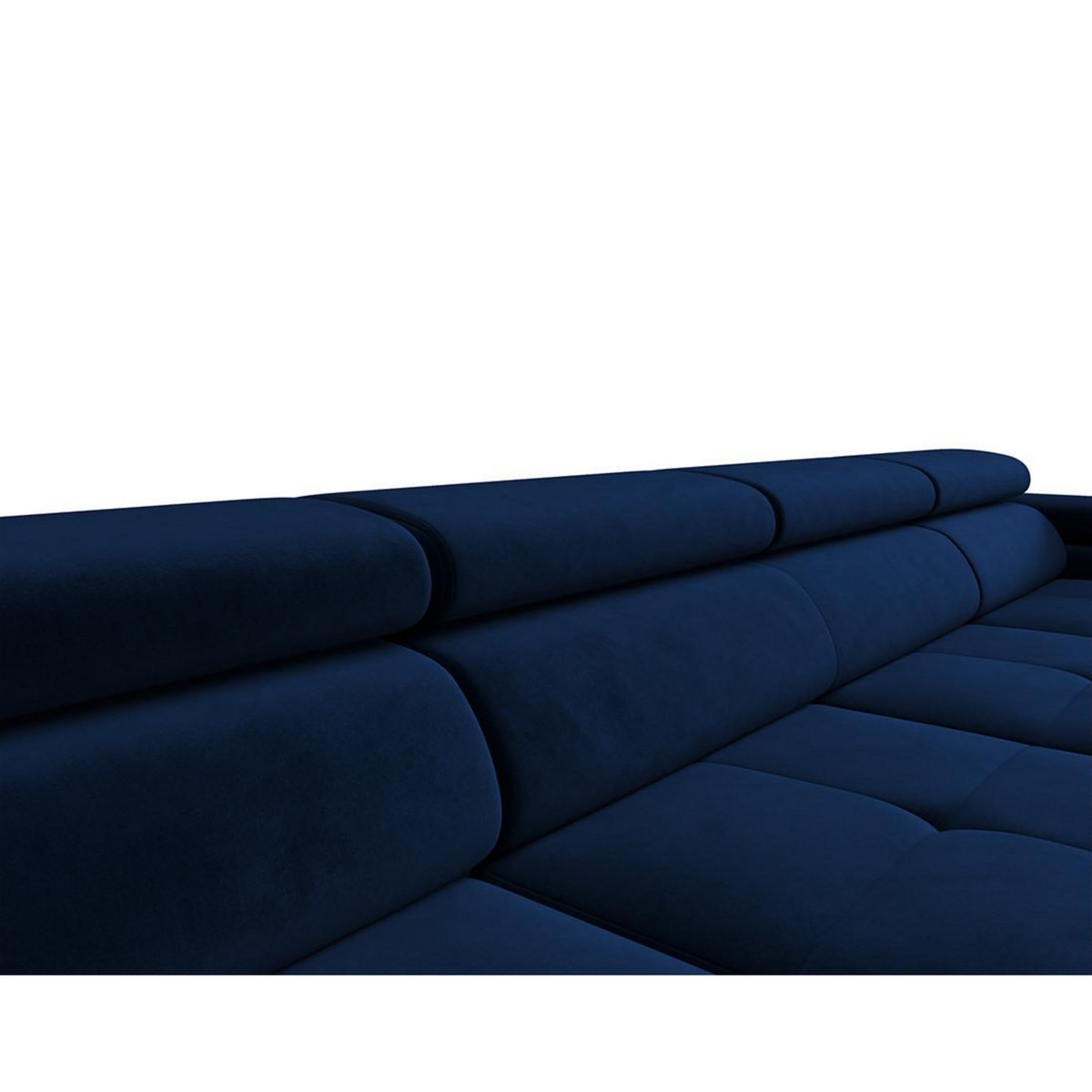 BEST MOBILIER Ayden - canapé panoramique en u 7 places convertible avec coffre et têtières réglables en tissu